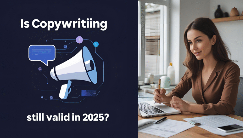 Lady Copywriting as freelancer.